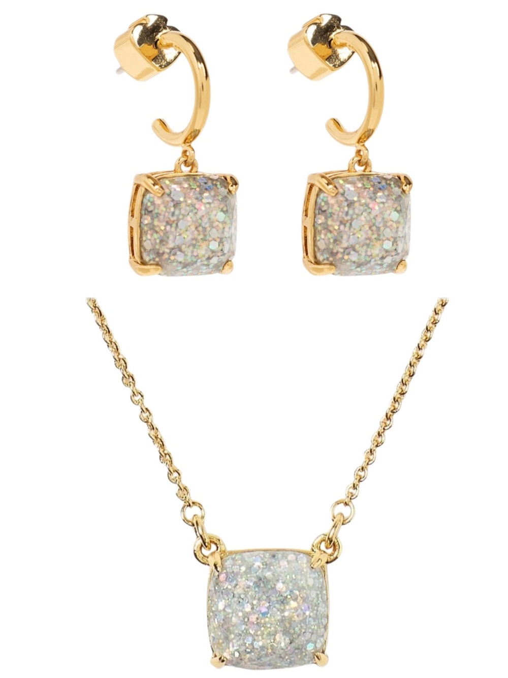 Kate Spade New York Mini Opal Square Huggie Earring & Necklace Set